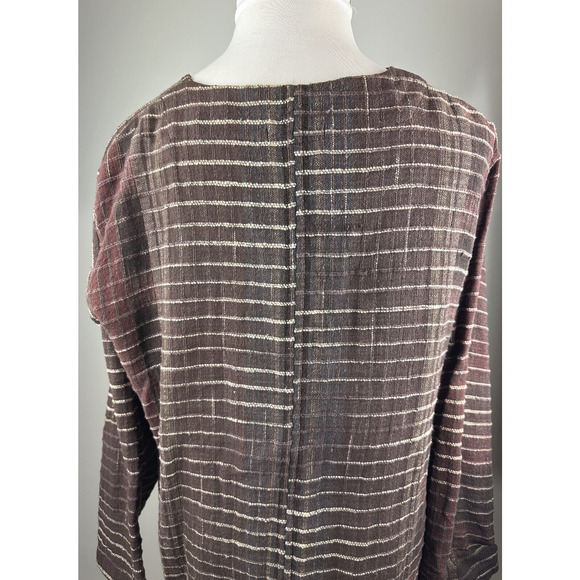 Yasuko Kurisaka Art to Wear Lagenlook Handwoven Brown Button Jacket Cardigan O/S - Picture 12 of 16